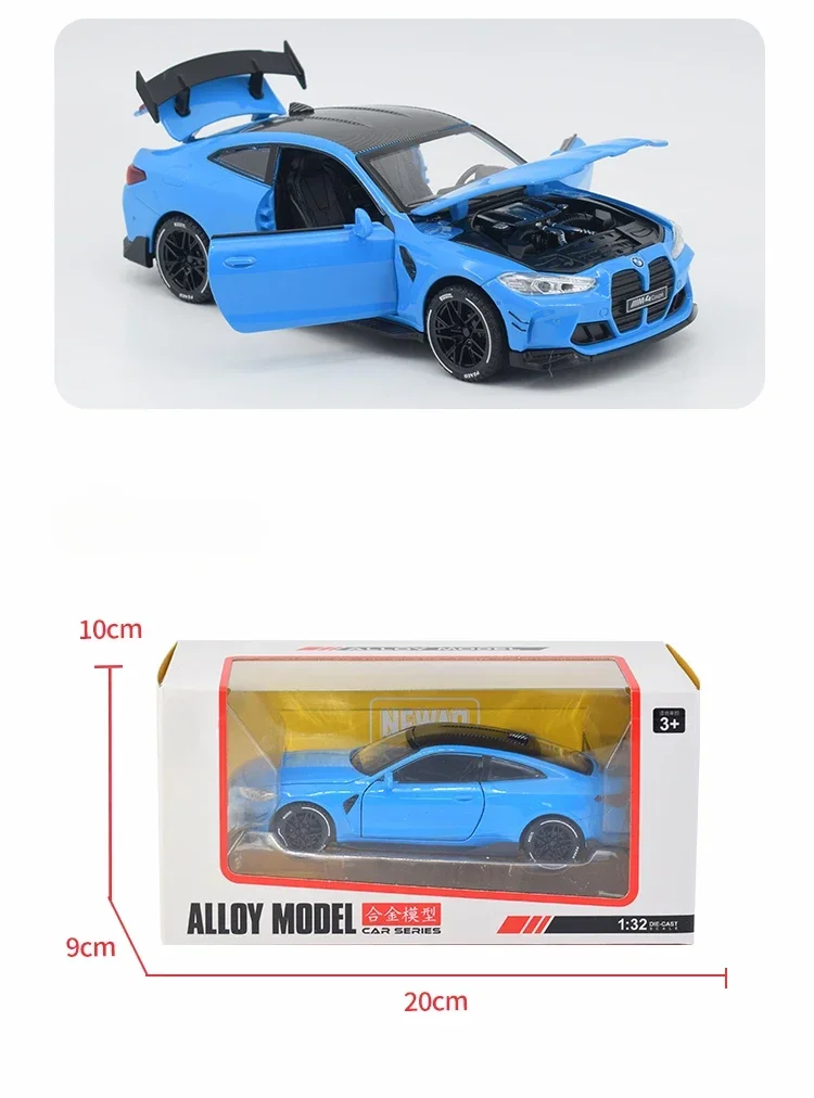 1: 32 Car Model for BMW M4 GT3 M8 X5 Gtr Version Coupe Simulation Alloy Small Model Decorations Gifts Sound and Light Effects