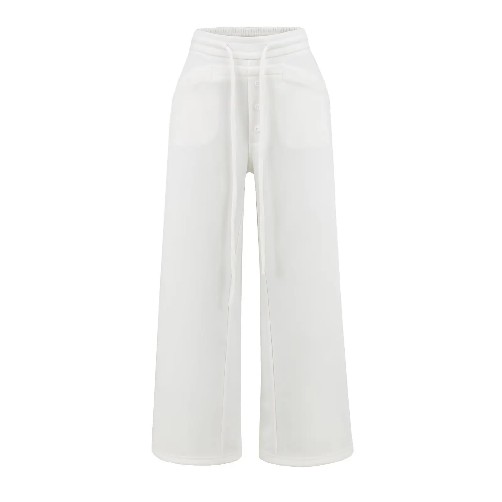 Pantalones informales de pierna ancha de cintura alta Retro americano, pantalones de chándal para mujer, pantalones drapeados adelgazantes hasta el suelo para principios de otoño