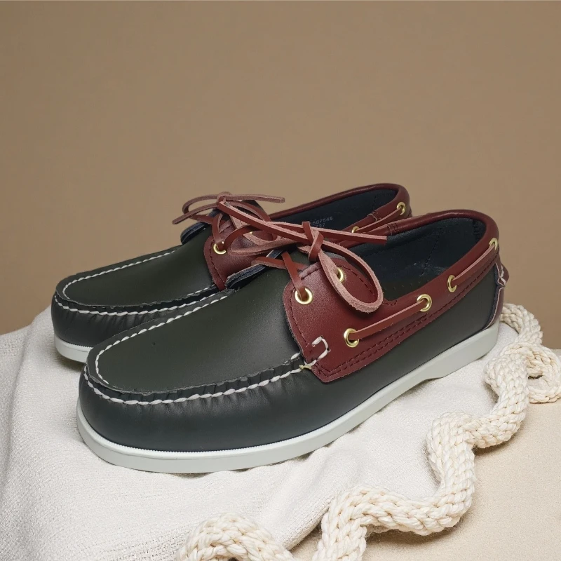 

Classic Loafers Men Full-Grain Leather Boat Shoes Footwear Men Casual Shoes Handsewn Brand Luxury Moccasins