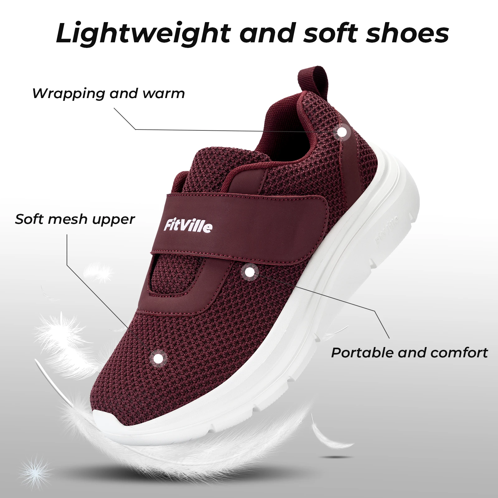 FitVille Women's Shoes Wide Diabetes Shoes Adjustable Strap for Swollen Feet Slip on Walking Lightweight Comfortable Sneakers