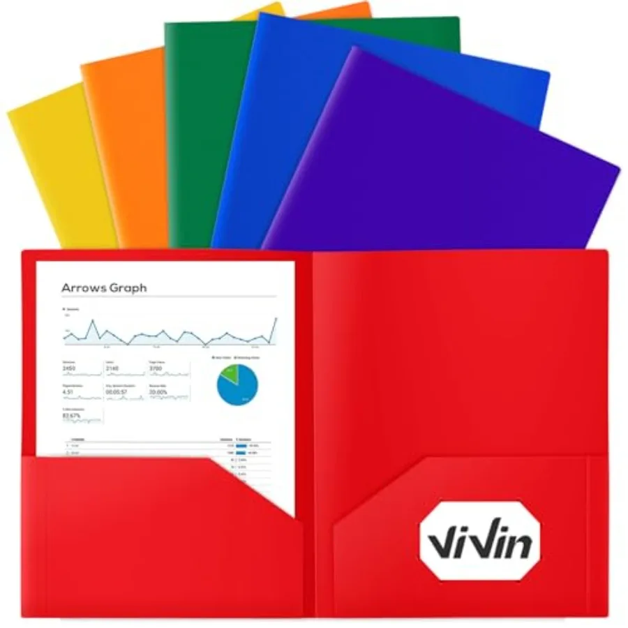 

Plastic Folders with Pockets, Poly Folder with 2 Pockets, Assorted Folders Hold US Letter Size Paper for School/Office/Home
