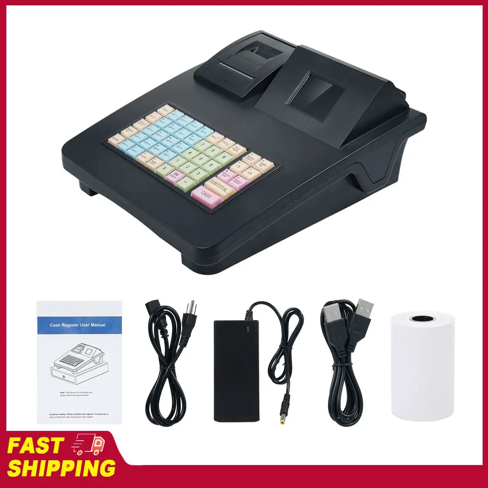 Electronic Cash Register 48 Keys RS232 USB Port 2.8in Display Store Cash Register with 58mm Thermal Printer