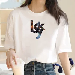 Letter T-shirt Landscape LUCKY Printed top T-shirt Fashion luxury brand Y2K Street T-shirt blouse o collar short sleeves