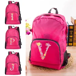 Nylon Waterproof Travel Backpacks Men Travel Bags Hiking Backpack Outdoor Sport School Bag Pink Letter Pattern Women Backpack