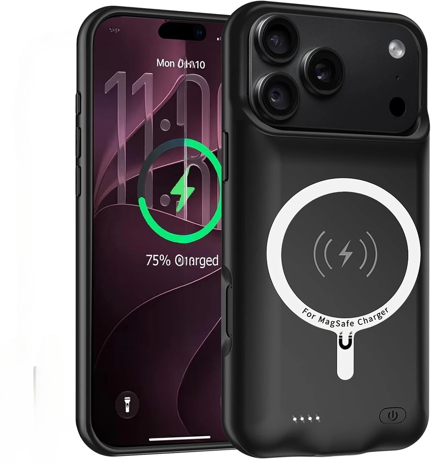Battery Case for iPhone 18 Pro Max,10000mAh High Capacity Rechargeable Portable Extended Charger Case Wireless Charging 17Promax