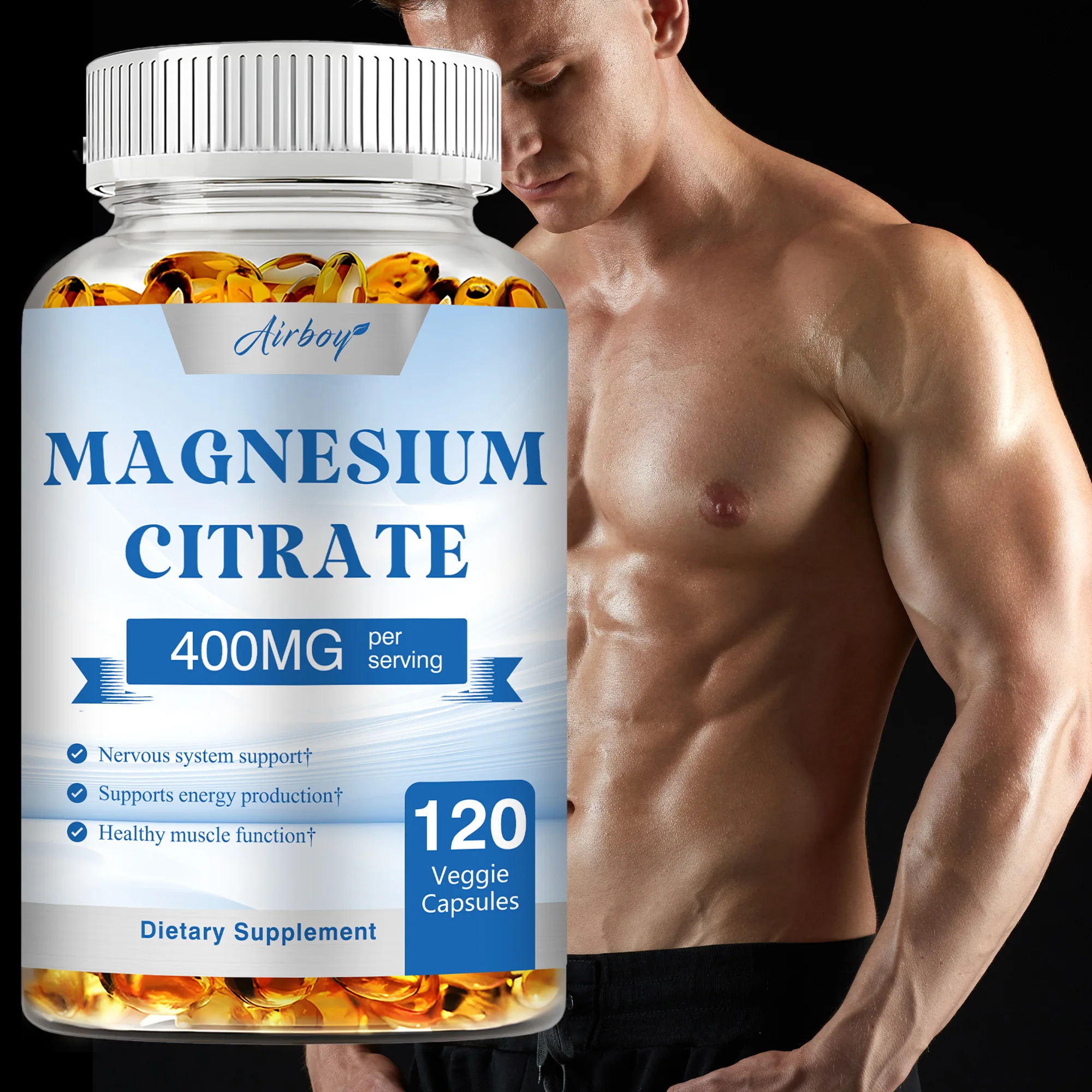 

Magnesium Citrate Capsules - Supports Muscle, Nerve, Joint and Heart Health, Improves Sleep Quality - 120 Capsules