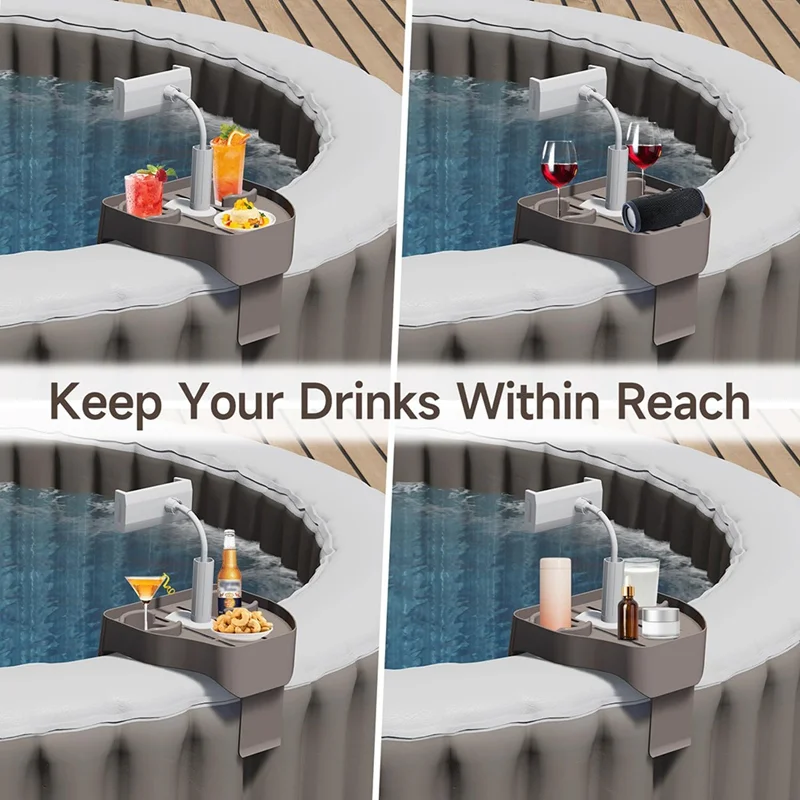 

Регулируемый поднос для гидромассажной ванны с зажимом, стол, держатели для чашек для бассейна, телефона для улицы, для взрослых, надувные бассейны