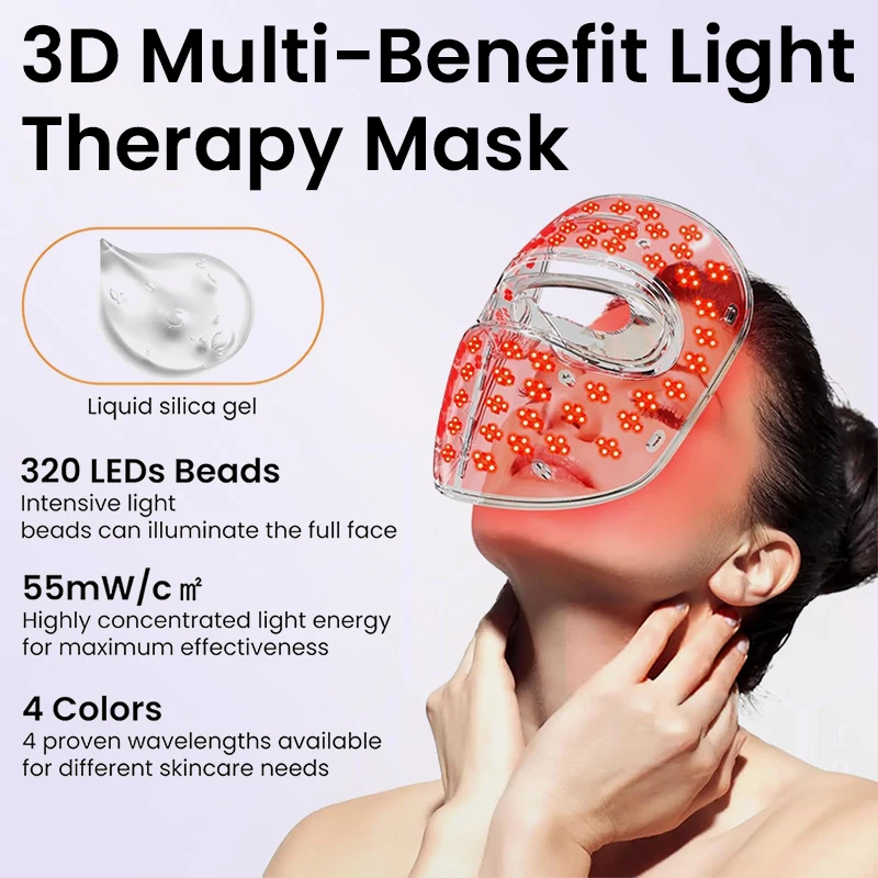 4DシリコンフェイスLEDマスク 660nm 850nm 4色 フェイス若返り しわ肌修復 美肌除去 毛穴サロン スキンアンチエイジング