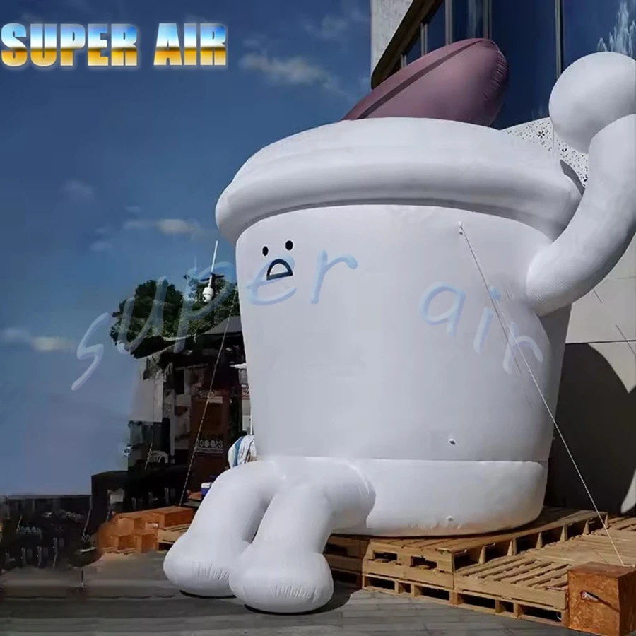 Customized giant inflatable cartoon coffee cup doll,inflatable drink cup,outdoor activities decoration advertising props