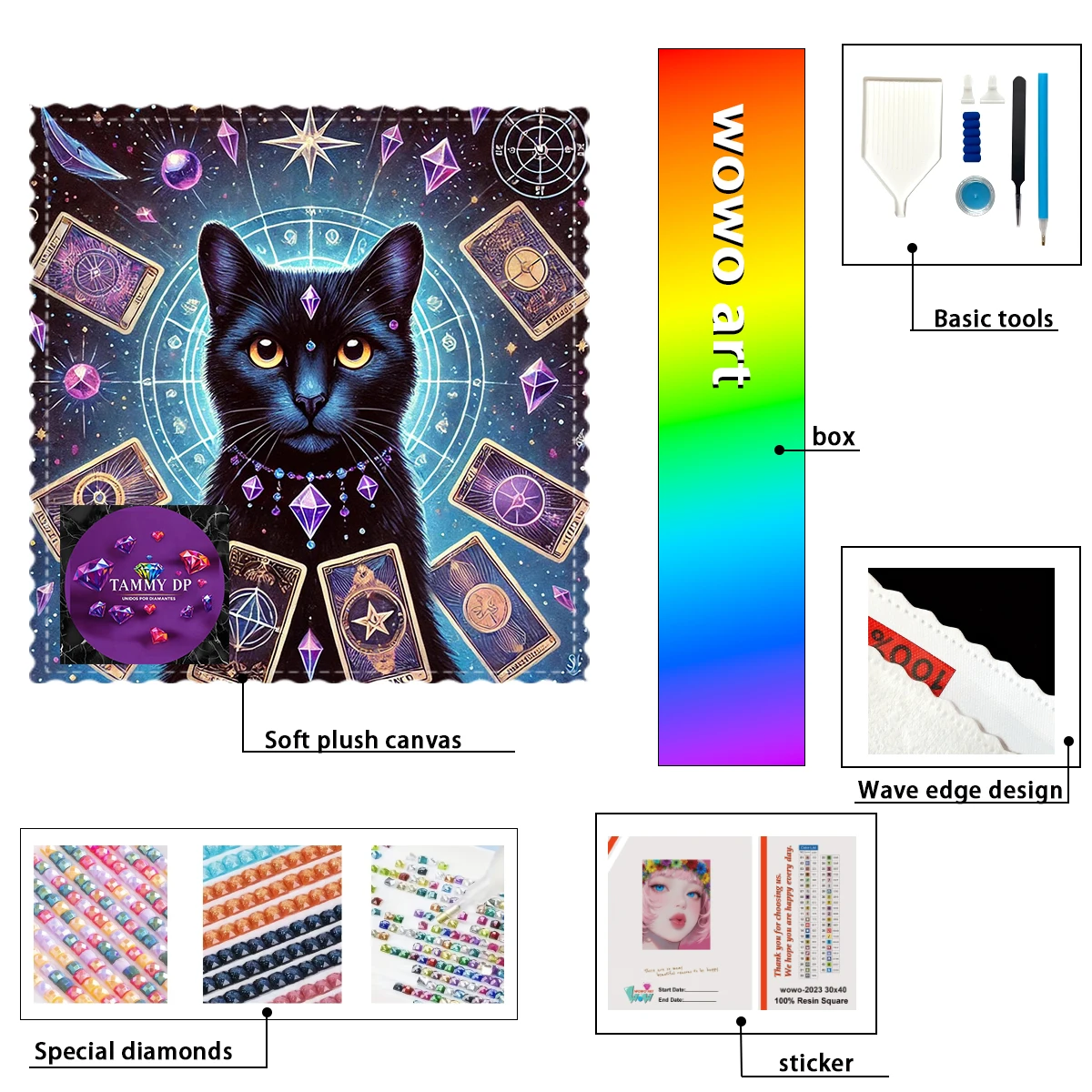 

【TAMMY Diamond Art】Картки Magic Cat and Tarot Crystal AB Rhinestone FD Rhinestone Perfect Resin Diamond
