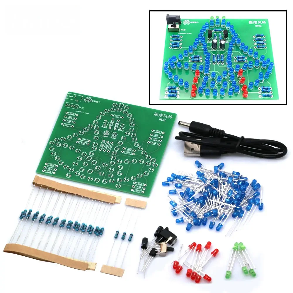 ​ STEM Educational DIY Windglocken-Kit mit 95 LEDs, DC 5 V Netzteil und Lötkomponenten für elektronische Bobbler