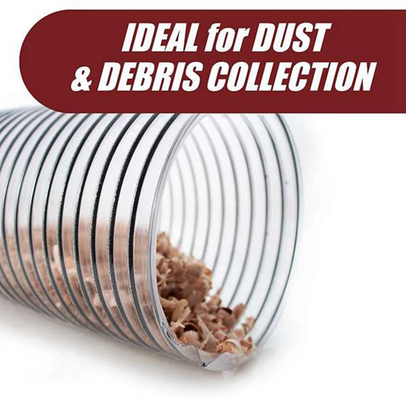 2Inch OD 50Mm Clear PVC Dust Collection Hose For Use With Dust Collectors With Ports. Ideal For Shop Vacuums