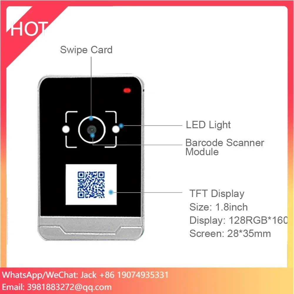 RD009 4G TCP/HTTP IC ID QR Code Scanner Access Control Card Reader With Screen QR Wiegand
