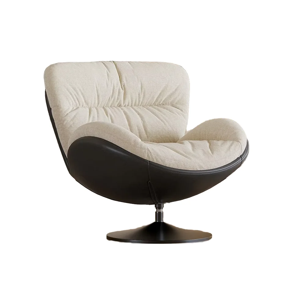 

Стильный современный минималистичный вращающийся стул, легкий роскошный тканевый стул с откидной спинкой, металлический для отдыха, мебель для дома, гостиной