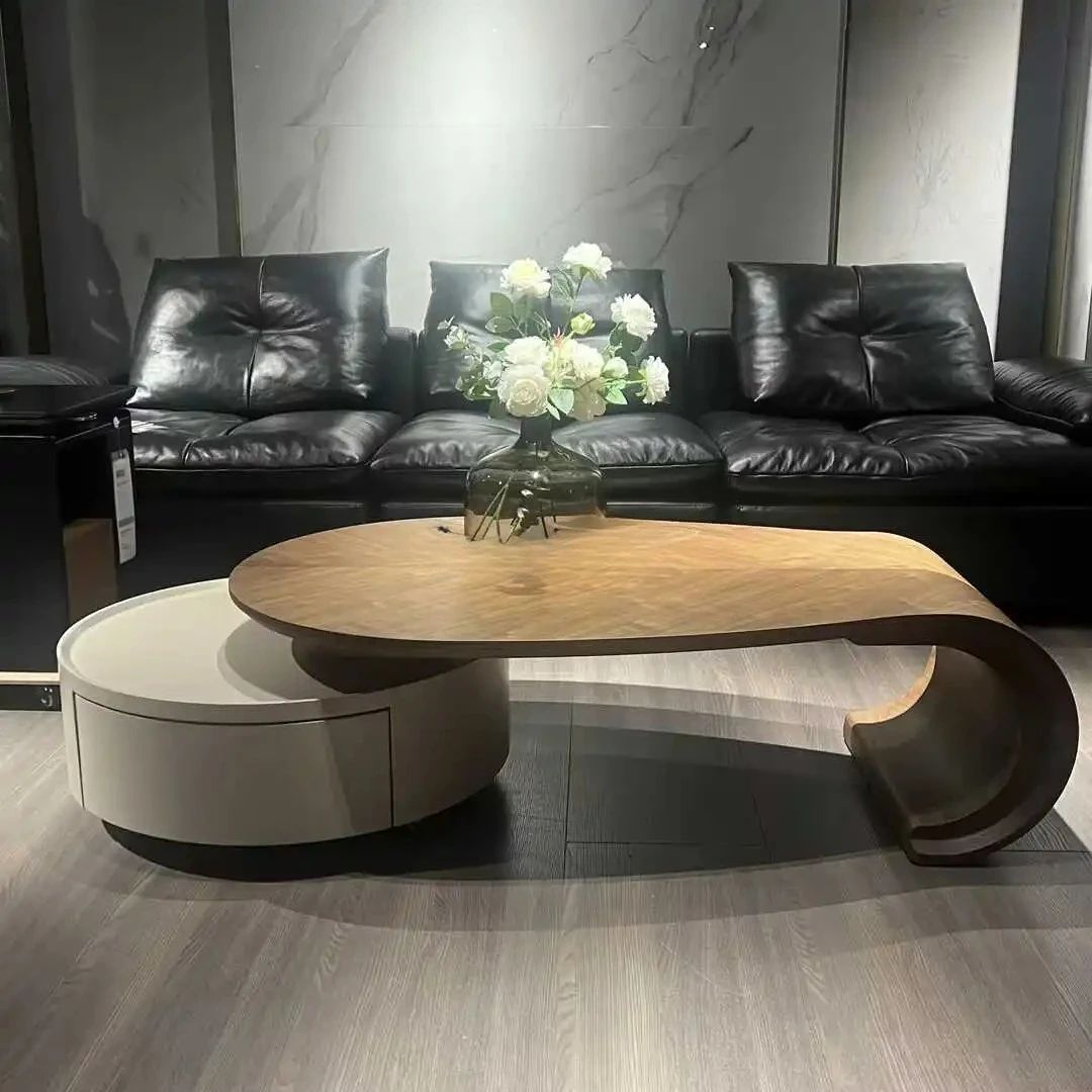 

Журнальный столик в виде листьев, средний и древний стиль, комбинация цельного дерева, дизайнерский высокий и низкий журнальный столик специальной формы