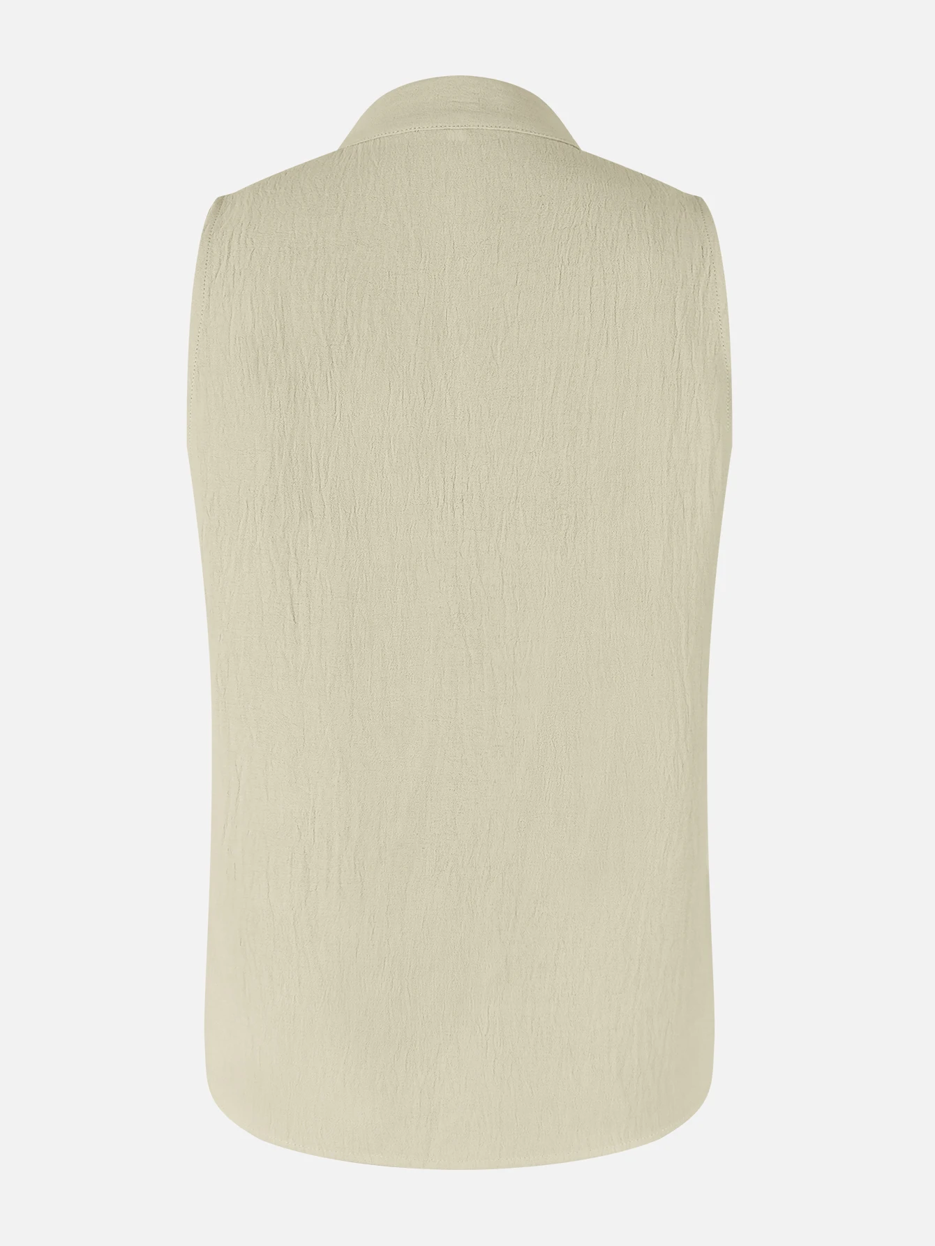 Damen Ärmellose Bluse mit Stehkragen, V-Ausschnitt, Knopfleiste, Elegant, Büro, Arbeit, Lässig, Einfarbig, Schick, Weste-Oberteil – Detail 5
