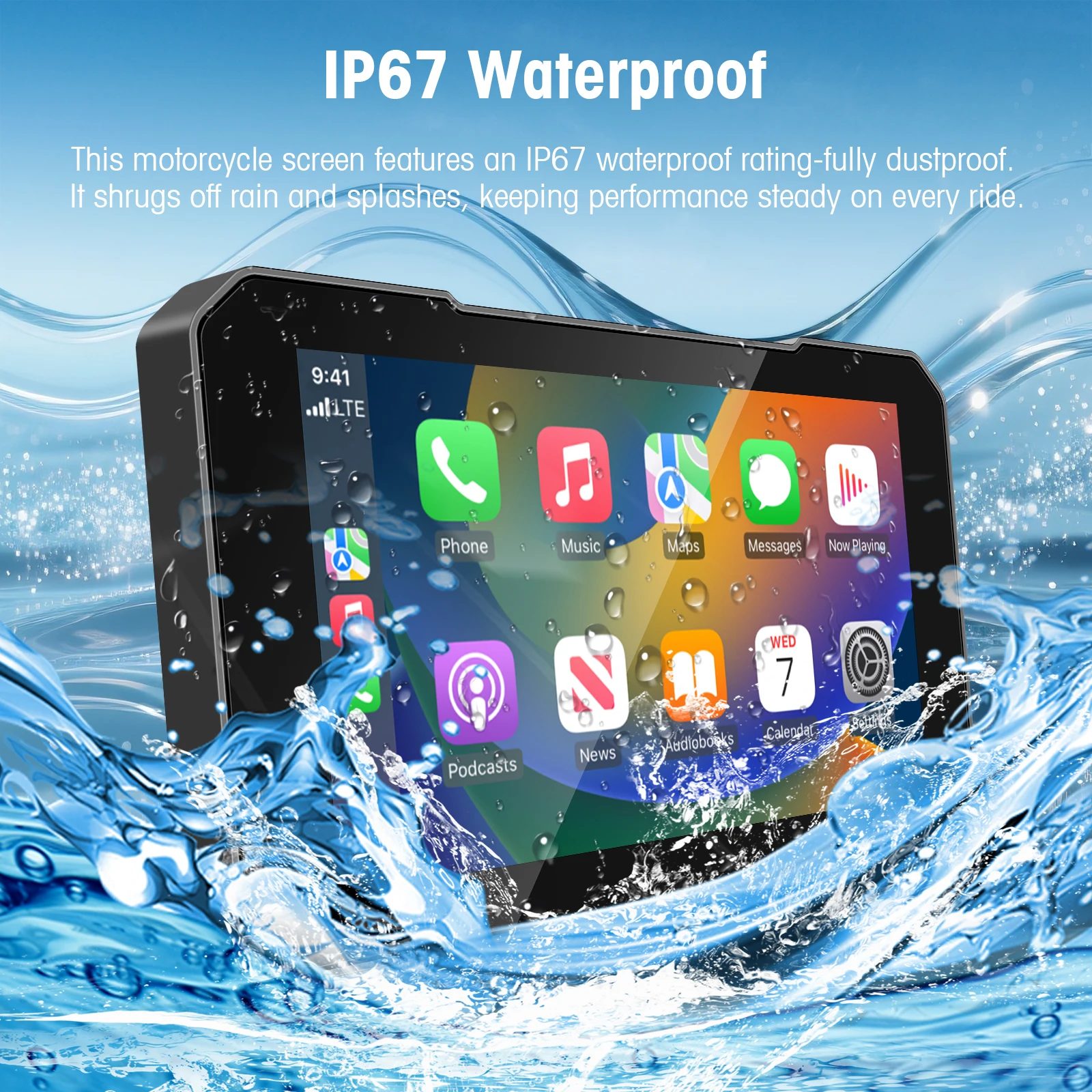 5 Inch IP67 Waterproof Motorcycle Touch Screen with Wireless CarPlay Android Auto Fast Boot for Motorcycle E-Bike ATV Navigation view 3