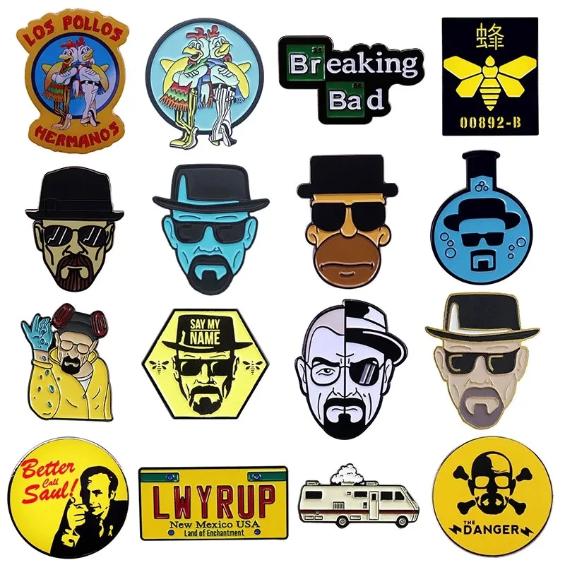 US TV Series Gentleman Killer Pins BR BA Brooch Breaking Bad Metal Brooch Jewellery Clothes Hat Backpack Accessory Gifts