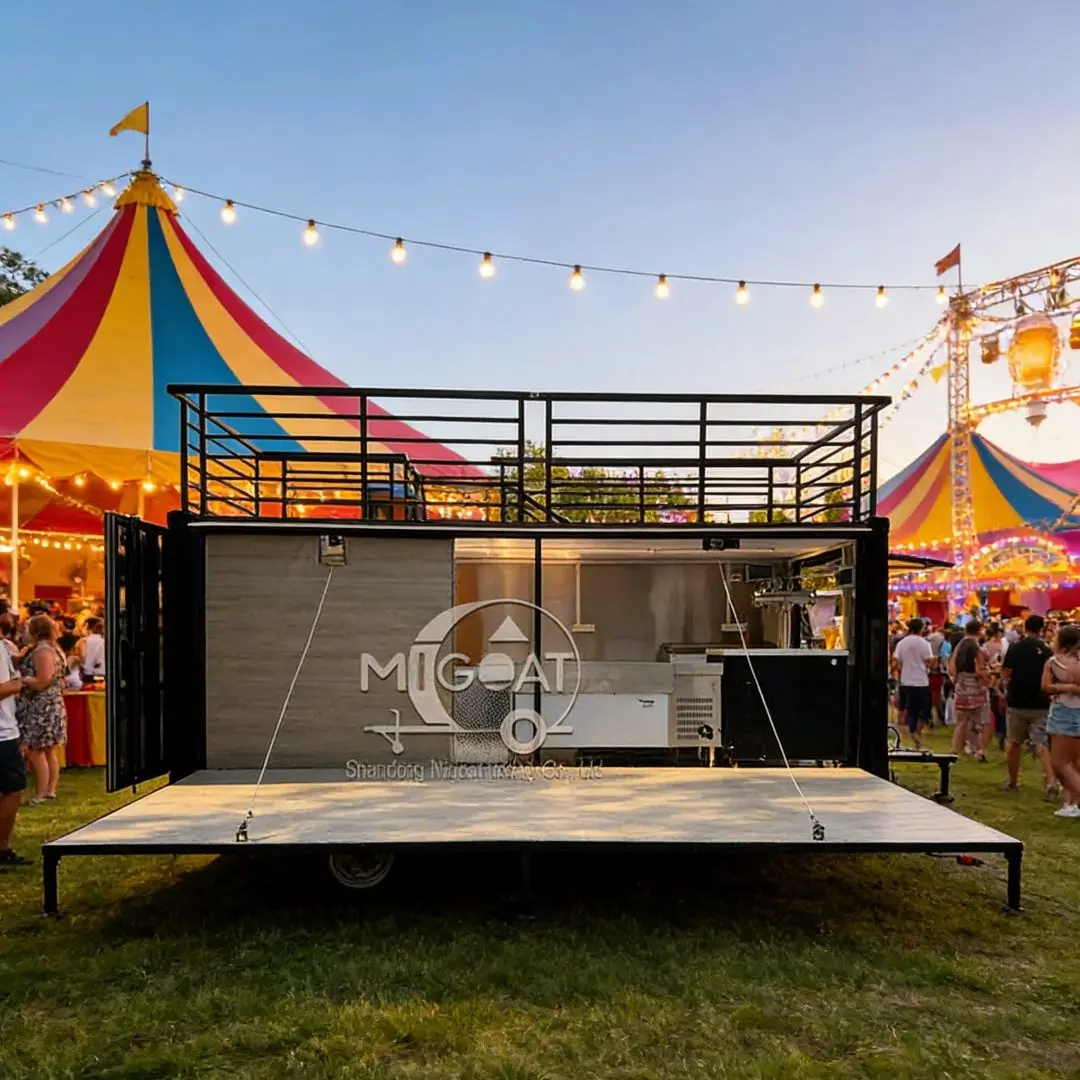 Outdoor Mobile Container Bar Food Kiosk with Stainless Steel Kitchen Extended Stage Commercial Sale