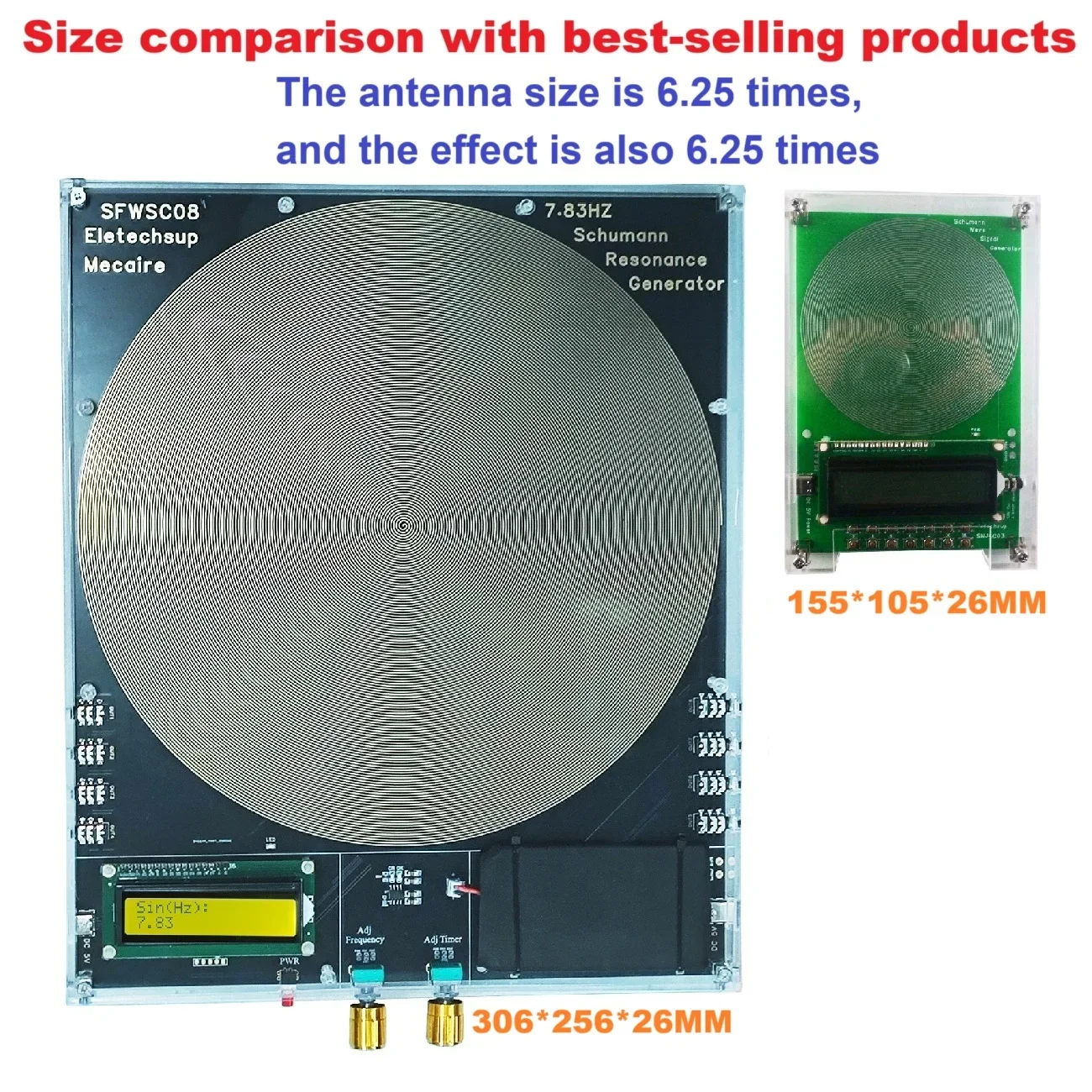Schumann Resonance Generator 7.83Hz Pure Sine Wave 0.01Hz-100000Hz 8CH 3.5MM Output 250MM Antenna Built-in Battery Type-C DC5V