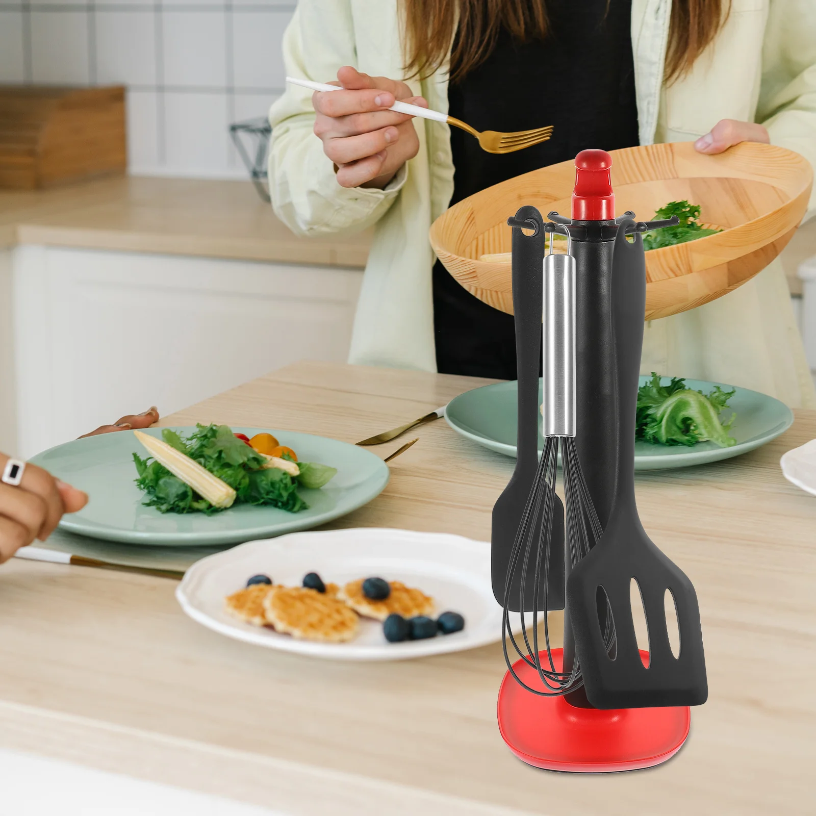 

1Pcs Ladle Stand Spoon Holder Kitchen Utensil Rack Storage Organizer Anti-Slip Rubber Base