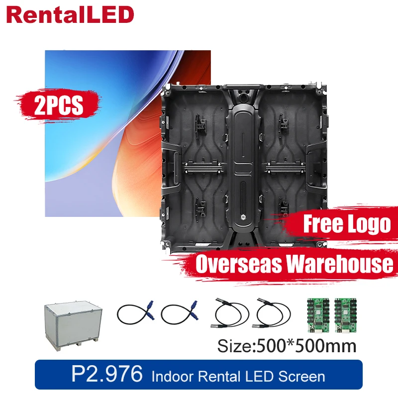 Free Logo+Overseas Warehouse Indoor Rental Pantalla LED P2.9 50×50cm Stage Event Bussiness Church Backdrop Led Display Screen