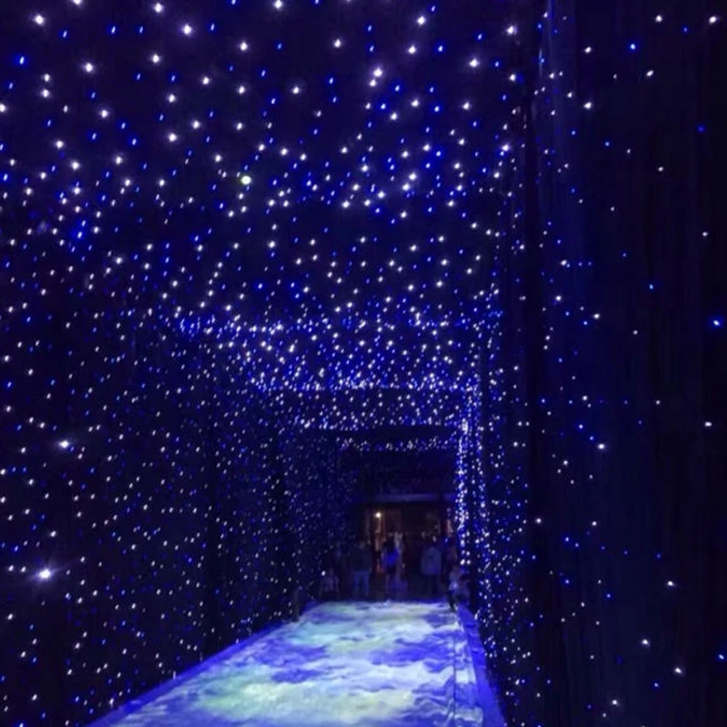 Black LED Star Cloth Background Cloth DMX Control Star Starry Sky Curtain Support Customer Size Pattern Party Wedding Wall Decor