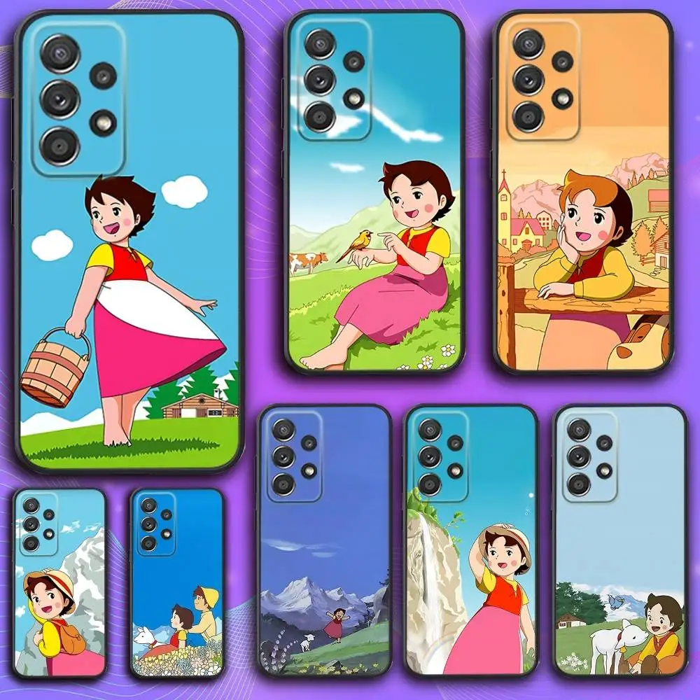 

Cute H-Heidi Cartoon Phone Case For Samsung S 25,24,23,22,30,21,10,9,Ultra,Plus,Lite,FE,4,5 G Soft Black Case