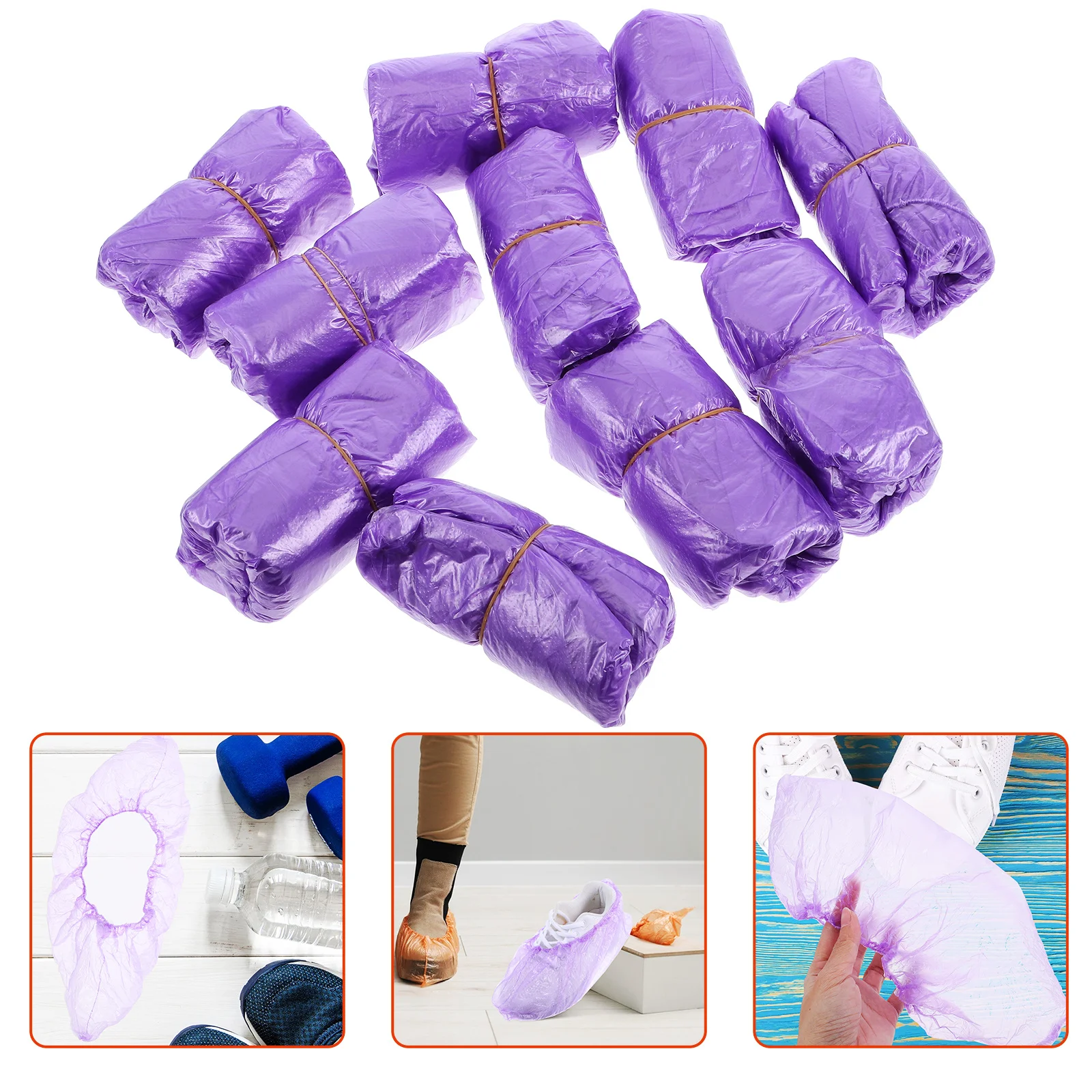 

200Pcs Disposable Waterproof Plastic Shoe Cover Nonslip Elastic Band Adjustable Shoes Protector Cover for Home Outdoor