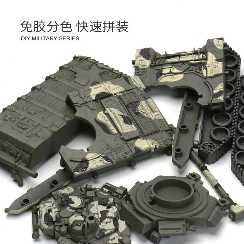 1/48 Russian T-90 Main Station Tank Glue-free Pre-colored Military Assembly Model Building Block Toy Gift