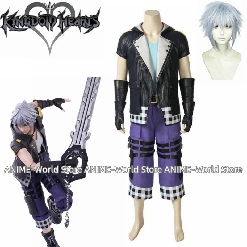 《Custom size》Game Kingdom Hearts Cosplay Riku Cosplay Carnaval Halloween Christmas Costume Coat Party Suit Custom Made Wig