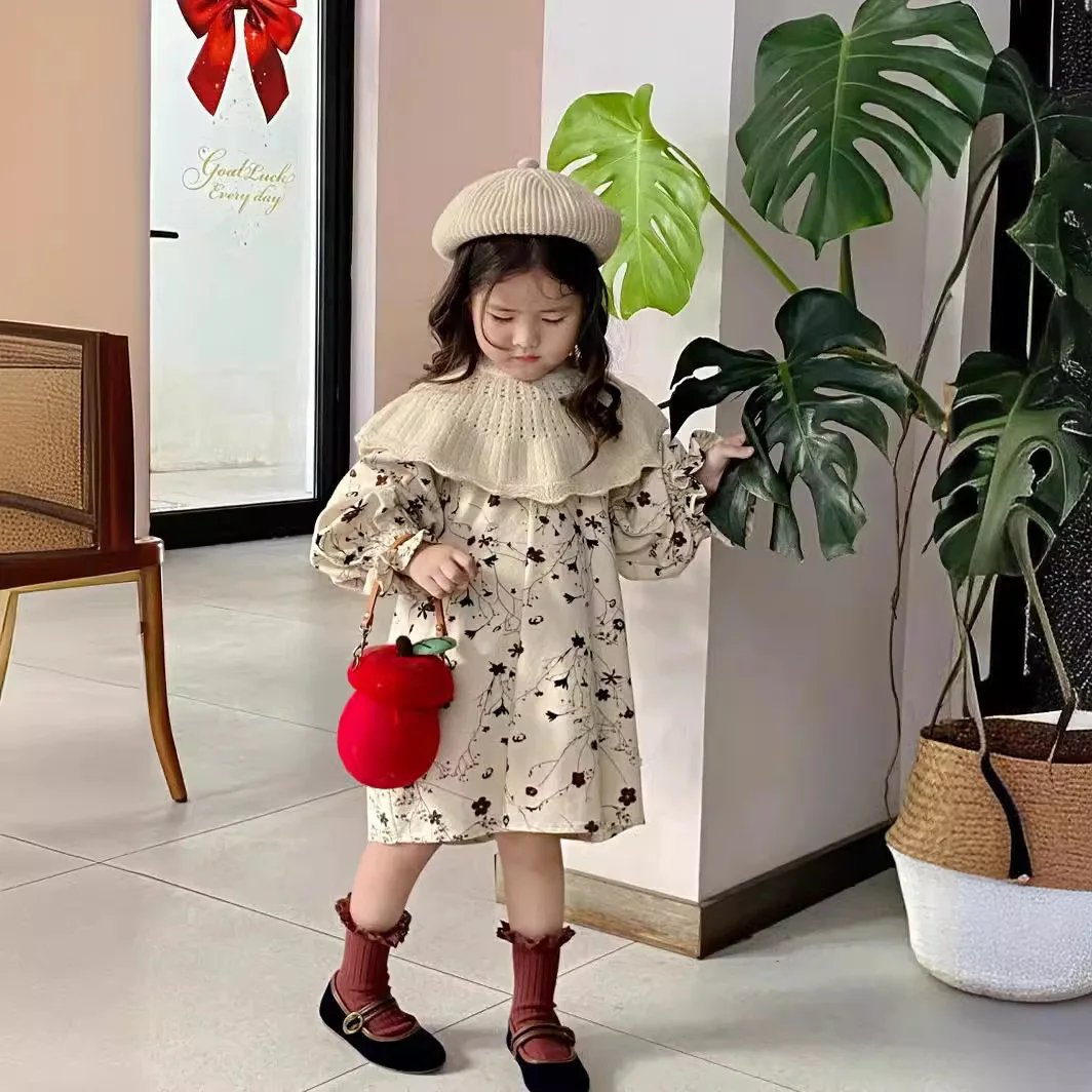 Baby Girl Spring and Autumn New Style 2025 Temperament Fashion and Loose Flower Picture Beautiful Kids Dress