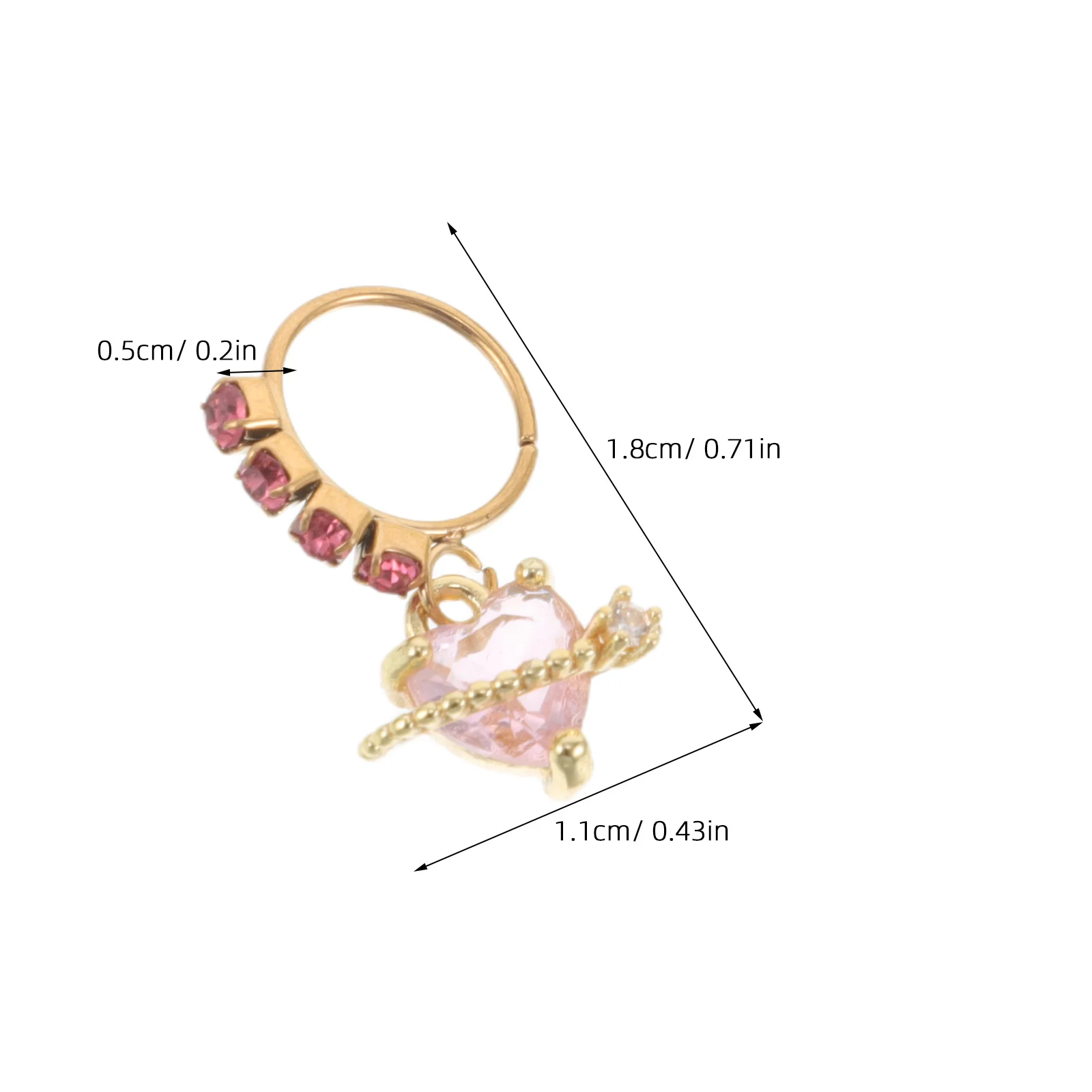 3 قطعة خواتم الأنف القلب للنساء مجموعة مجوهرات ثقب الأنف الأنيقة بألوان نابضة بالحياة مثالية للموضة والمحمولة
