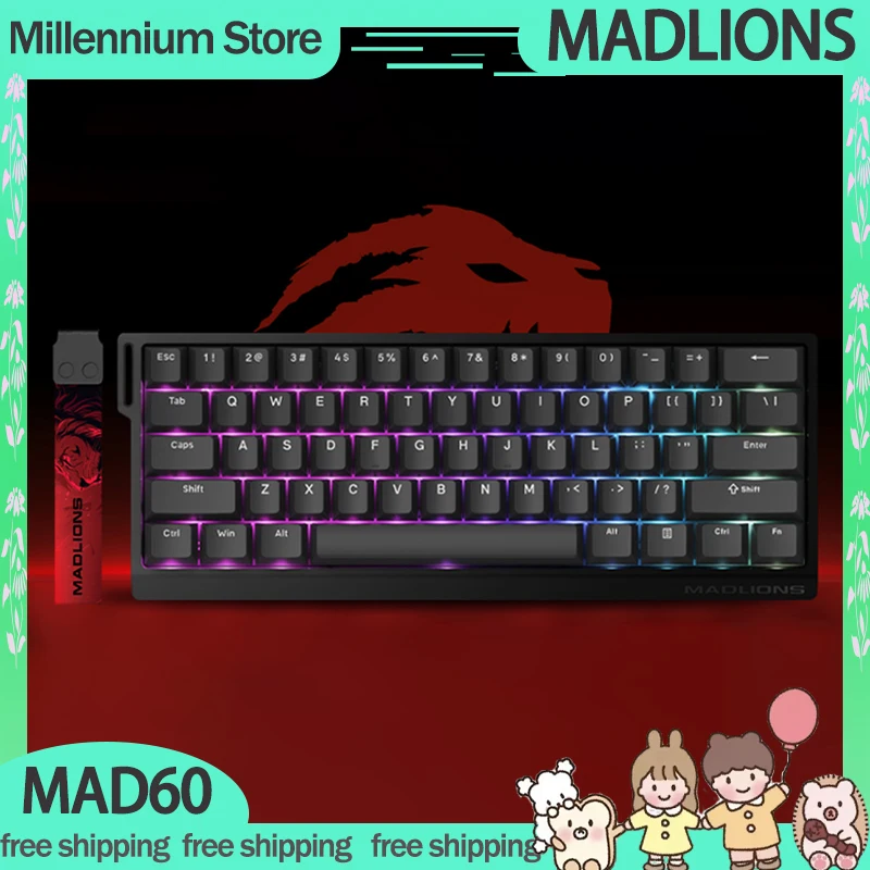 Madlions Mad60 68 He Magnetic Switch Esports Keyboard 8k Wired Gamer Keyboard Rgb Hot Swap Custom Computer Gaming Accessory Gift