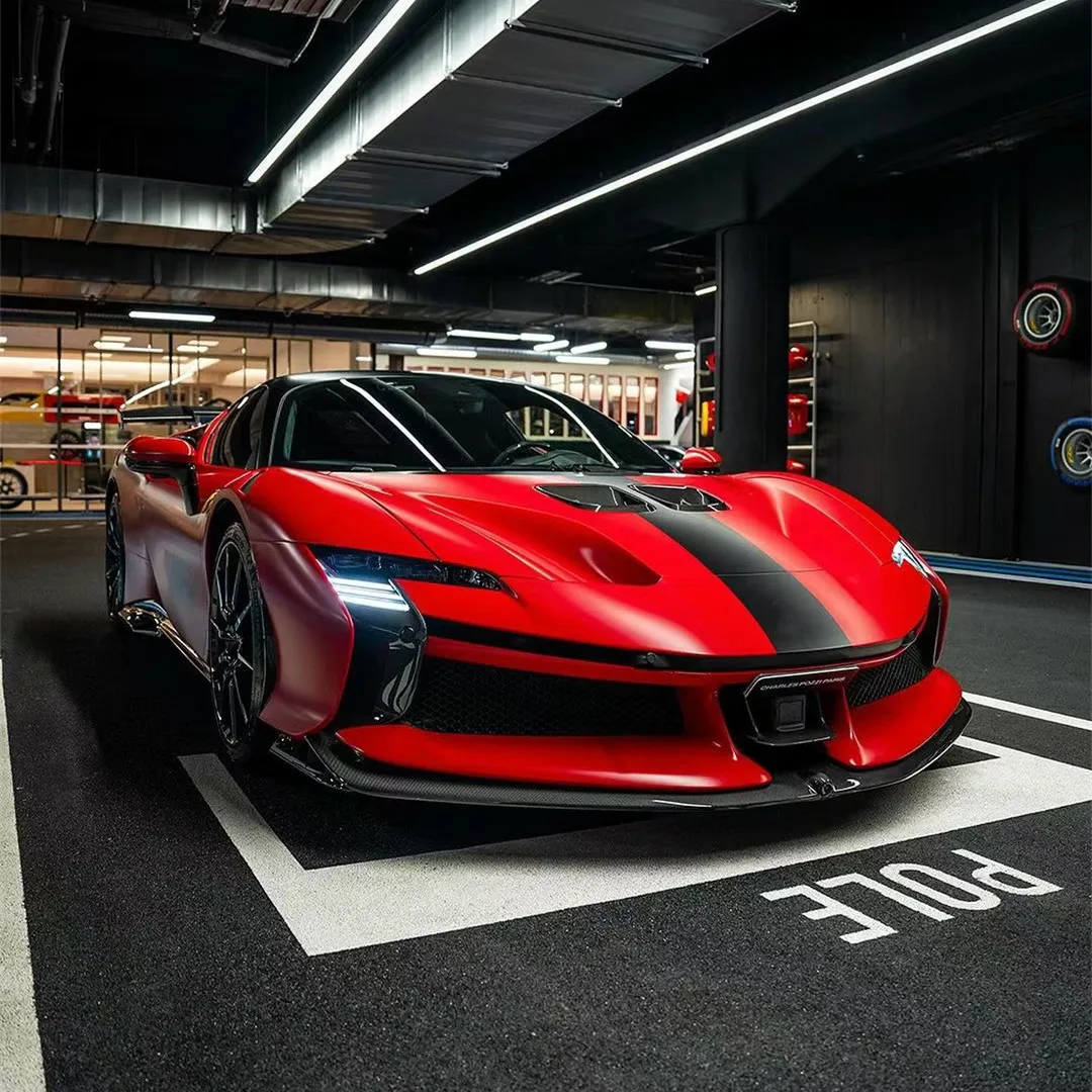 For Ferrari SF90 Carbon Fiber Body Kit SF90 Upgraded SF90 XX Style Front and Rear Bumper Side Skirt Spoiler Hood Taillights