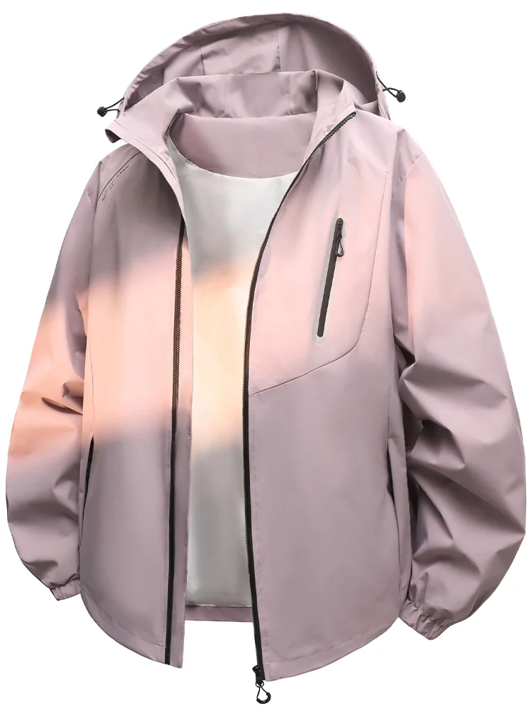 

Светло-фиолетовая ветровка с капюшоном, карманом на молнии и регулируемым капюшоном