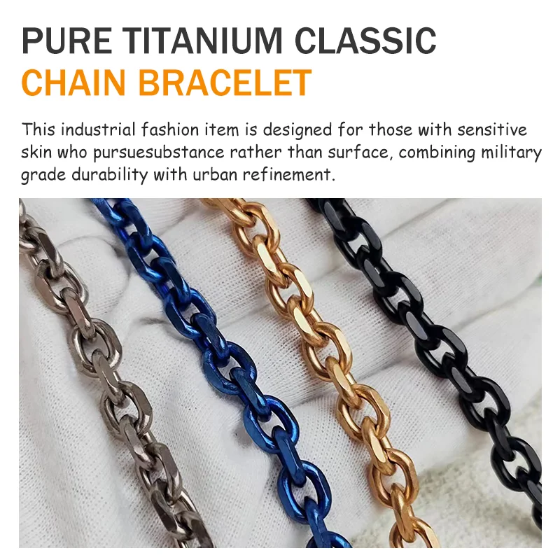 Pure Titanium Bracelet for Men Women Titanium Angle Chain Bracelets Jewelry Gifts for Dad Husband