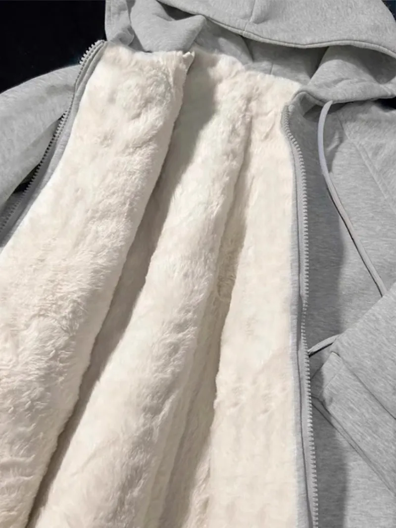 

Juspinice Winter Velvet Thick Coat 2024 Women's New Popular Autumn and Winter Hoodie Korean Student Cardigan Male Clothing