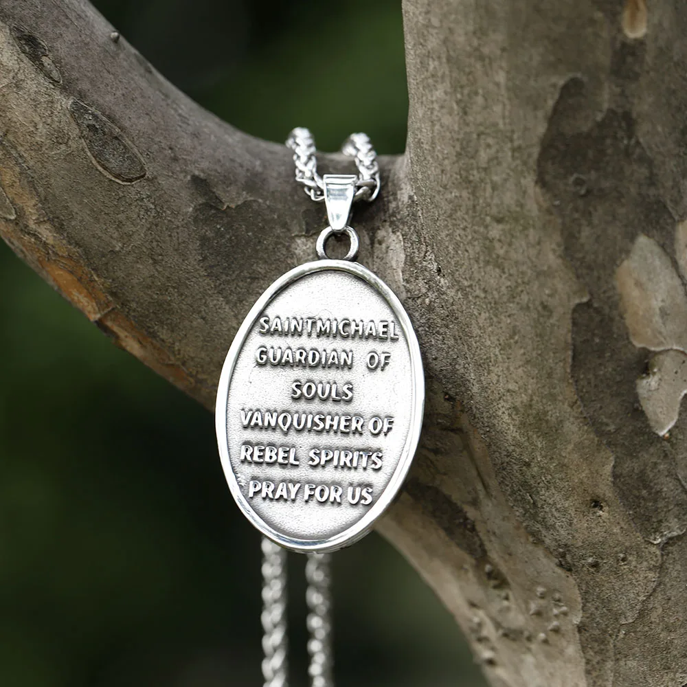 NEW Men's 316L stainless-steel Christ Jesus Pendant Necklace fashion Archangel Gabriel jewelry Gift free shipping