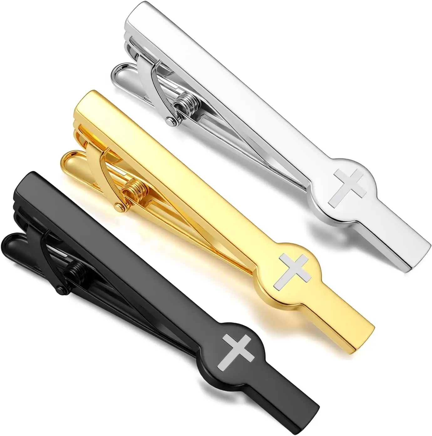 

3-Piece Tie Clip Set for Men, Personalized Gifts for Wedding, Anniversary, and Business