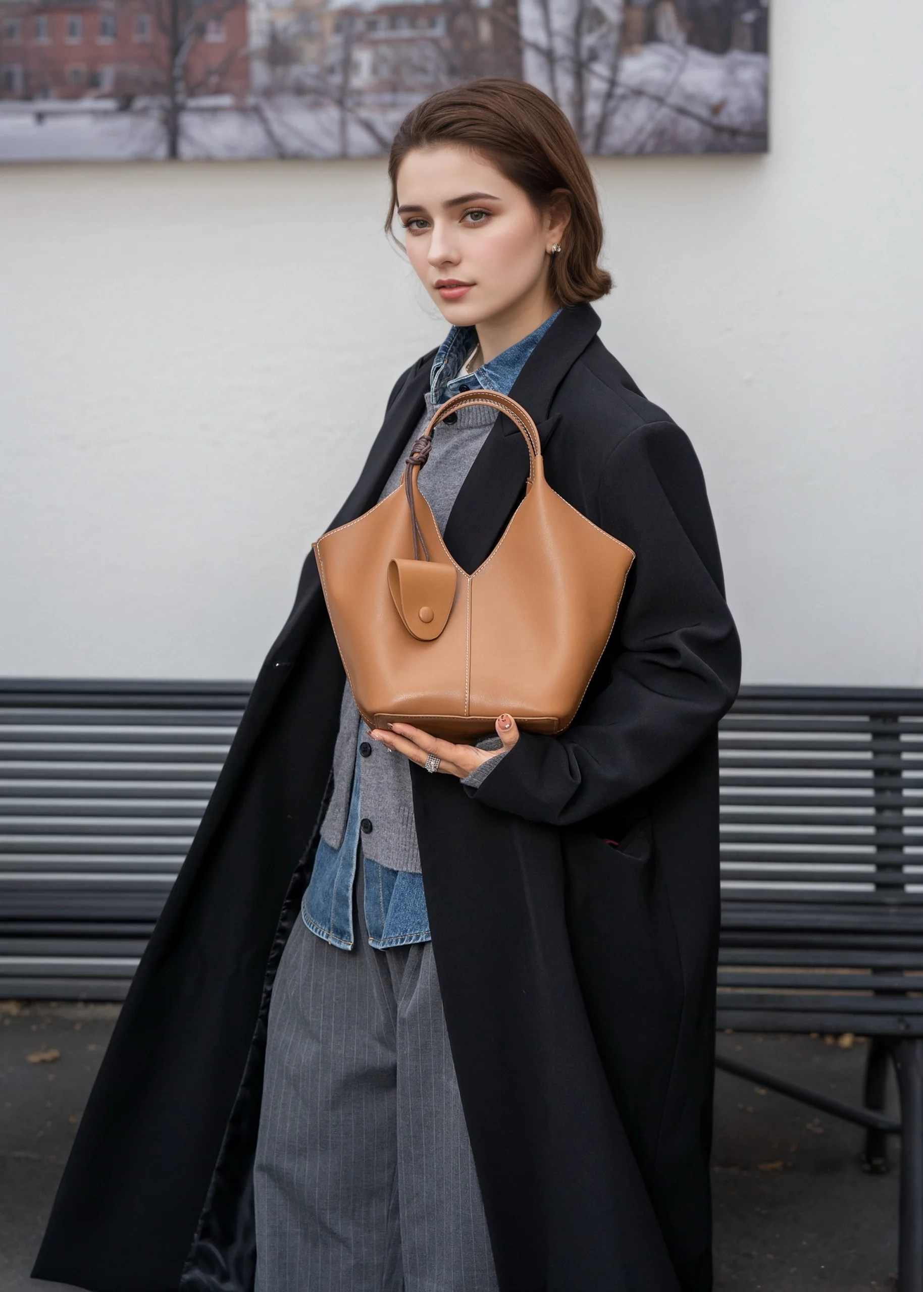 

Нишевая сумка-тоут из натуральной кожи для женщин, новинка 2023 года, мягкая сумка, большая вместительная сумка через плечо