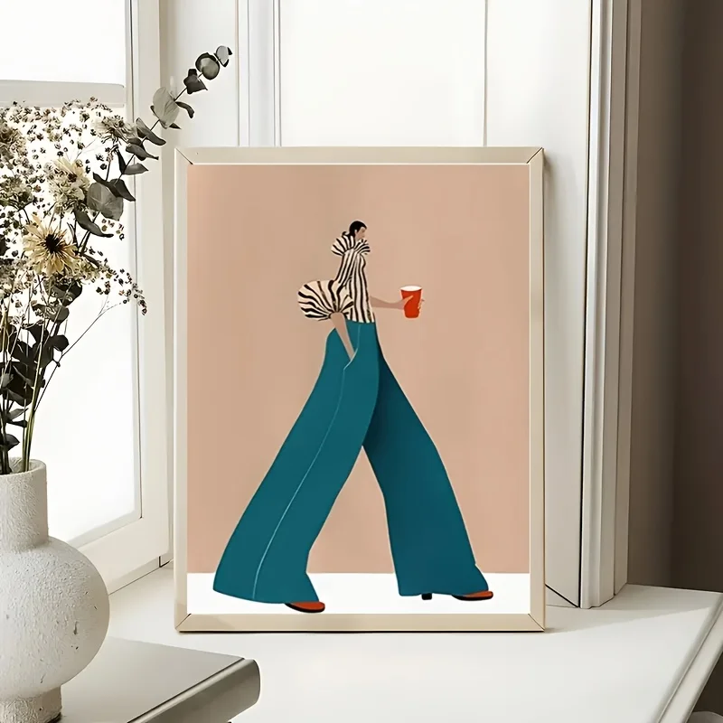 Fashionable Blue Pants Woman Poster Prints Modern Surreal Abstract Canvas Painting Wall Art Picture for Living Room Home Decor view 4