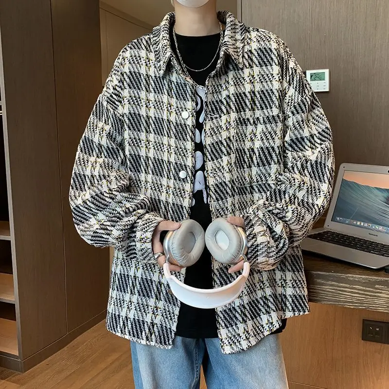 

Short jackets Vintage Leather Women Dopamine Polka Dot Puffy Tassel Grey Varsity British Thickening Ultra-Soft Fabrics Loose-Fit