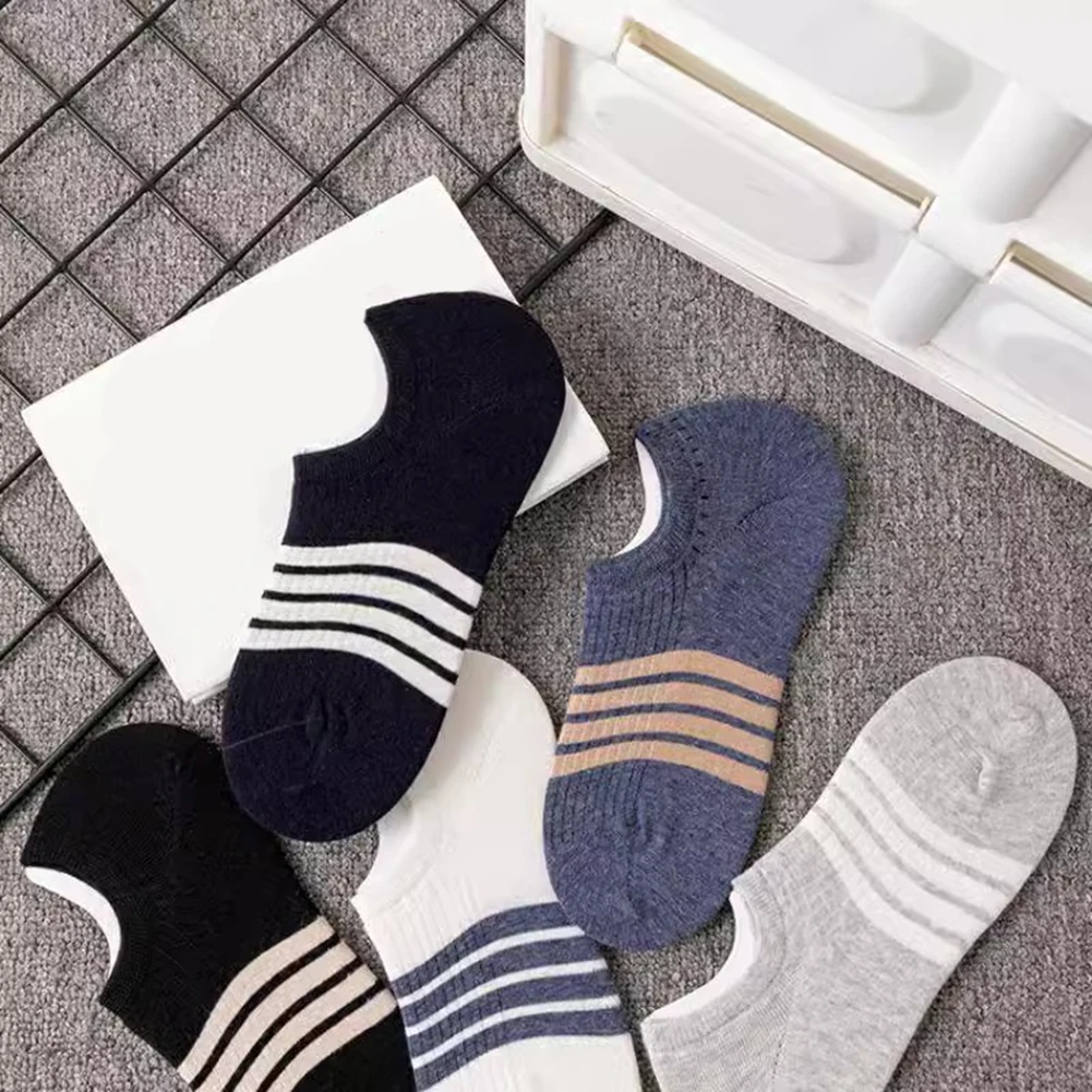 

1 Pair Fashion Striped Socks For Men And Women Thin Disposable Boat Socks Comfortable Casual Sports Low Tube Sock