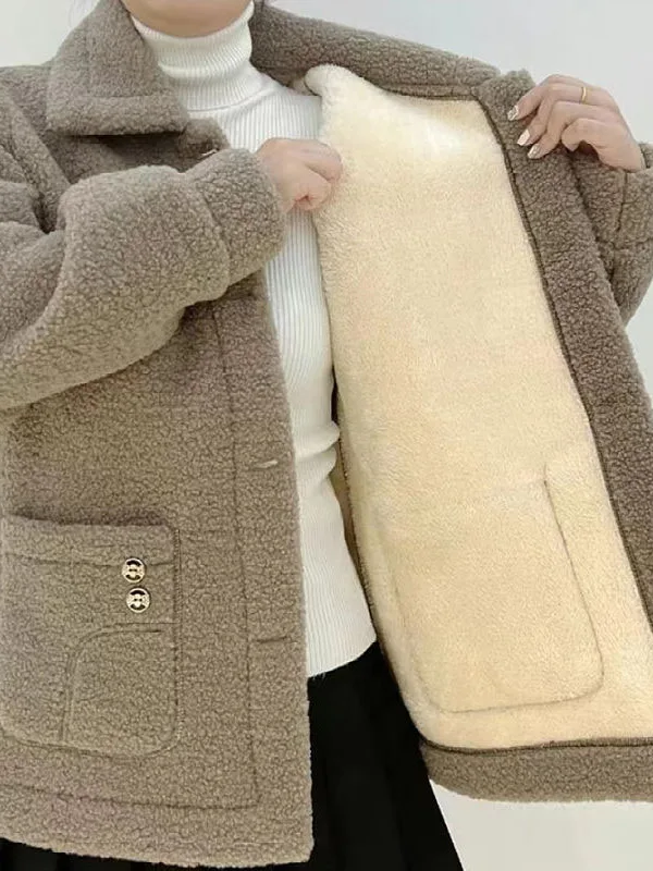

Stylish Warmth Large Size Fashionable Coat Square Collar Elderly Women Winter Outerwear Korean Style High Waist Long Sleeve