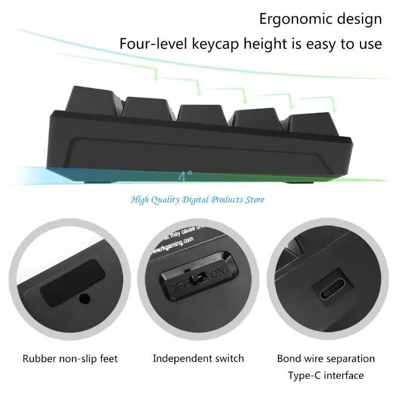 U2JE RF68 68- مفتاح ألعاب المفاتيح الميكانيكية BT اللاسلكي المحور الأزرق الخلفي 2-Shot