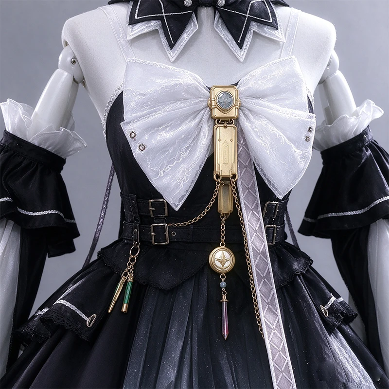 Wuthering Waves Lily The Young Perfumer Cosplay Game Costume Black White Lolita Dress With Wide Flowing Sleeves Hallowee Outfit view 3
