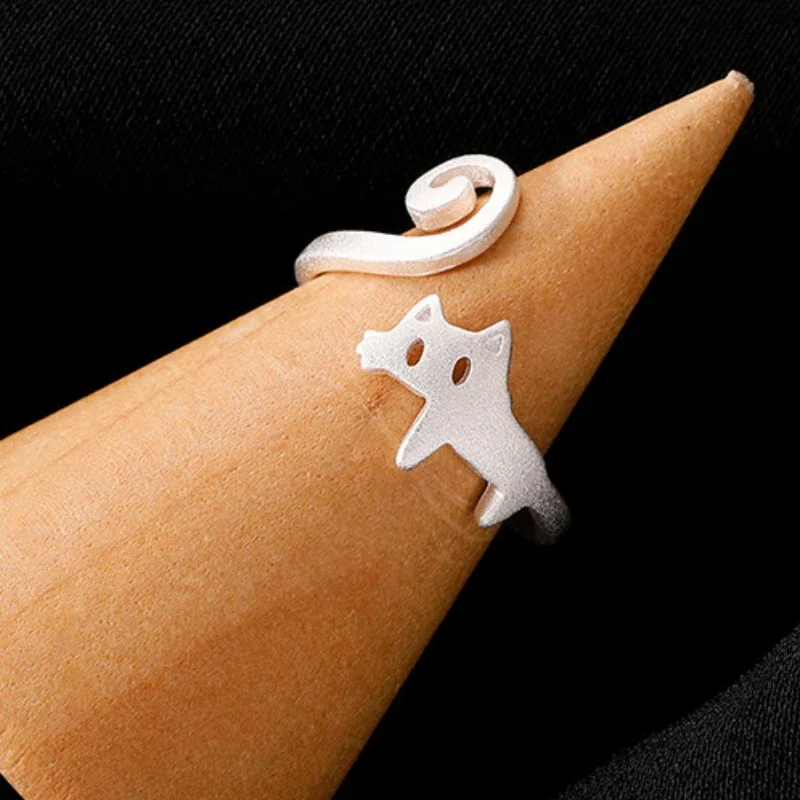 Cute Cat Twine Ring Open Adjustable Cat Ear Finger Rings Fashion Jewelry Party Women Young Girl Child Gift Ring Jewelry Wholesal