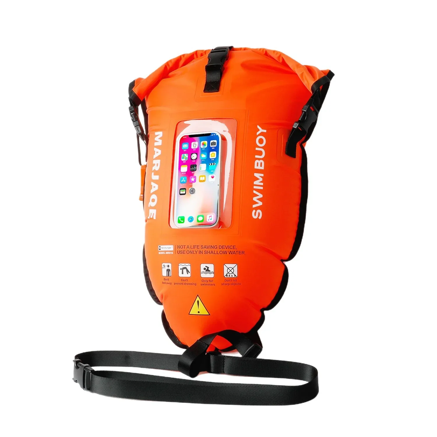 

Надувной открытый плавательный буй, водонепроницаемый поплавок с сенсорным экраном, сухая подушка безопасности с поясным ремнем для сумки для водных видов спорта