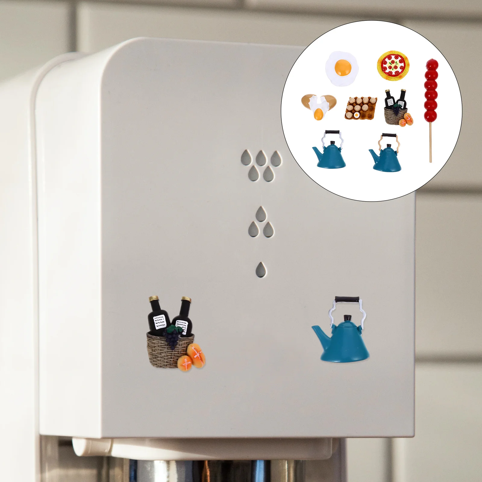 

8Pcs Breakfast Fridge Magnet Resin Colorful Food Shape Refrigerator Sticker Cartoon Magnetic Kitchen Decoration